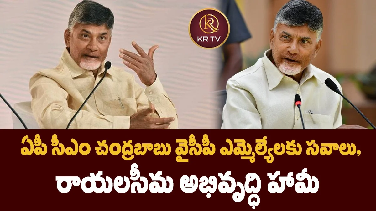ఏపీ సీఎం చంద్రబాబు వైసీపీ ఎమ్మెల్యేలకు సవాలు, రాయలసీమ అభివృద్ధి హామీ
